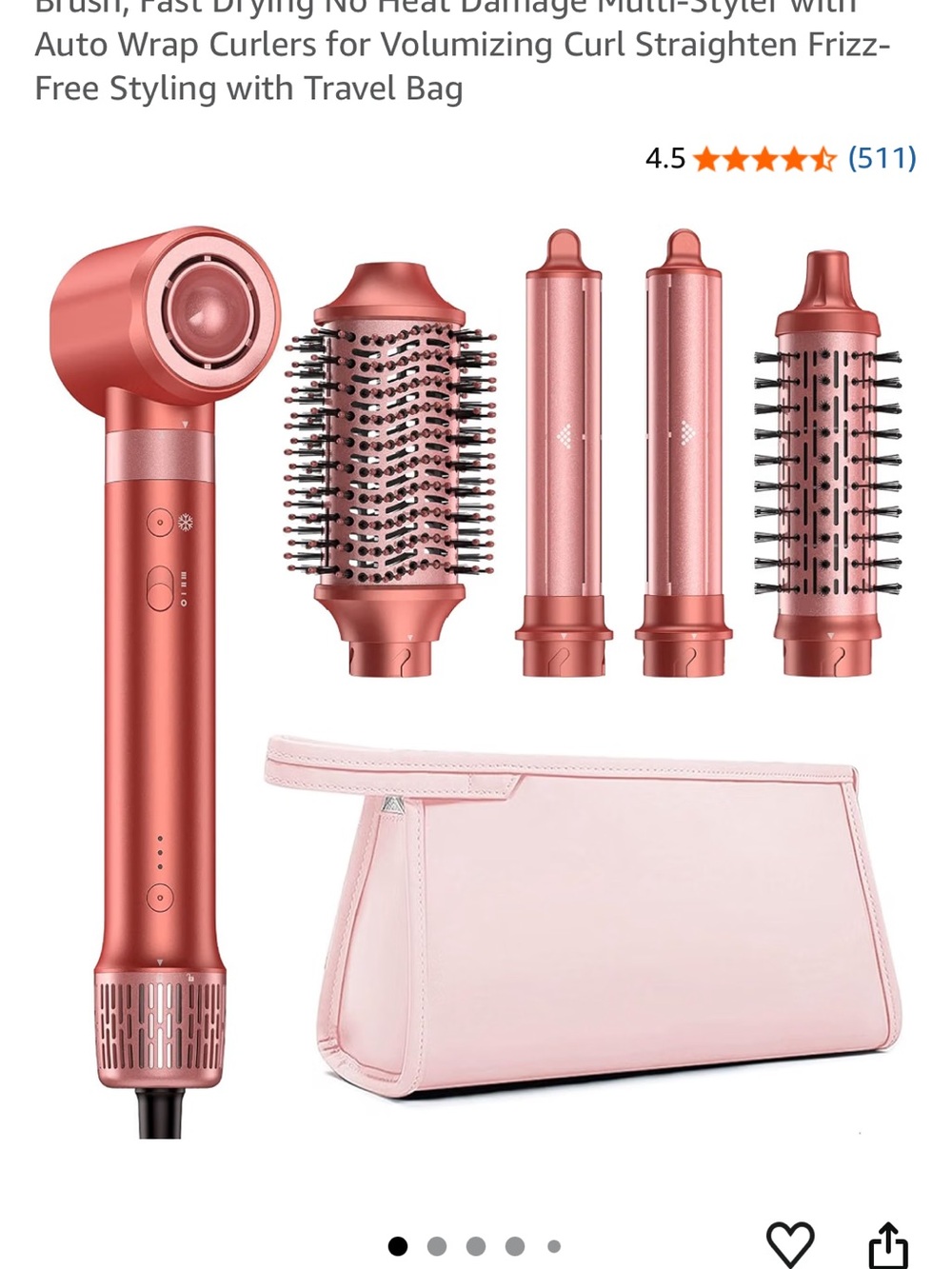 5-in-1 Rose Gold Multi-Function Hair Styler with Travel Pouch